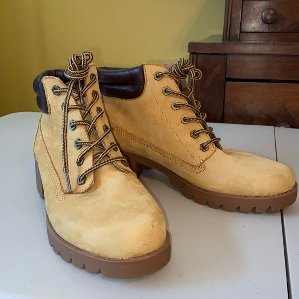 Aldo Suede Leather Combat Boots in Wheat